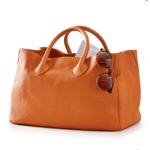 Mark & Graham ELISABETTA SLOUCH LEATHER HANDBAG - Tangerine Pebbled Leather